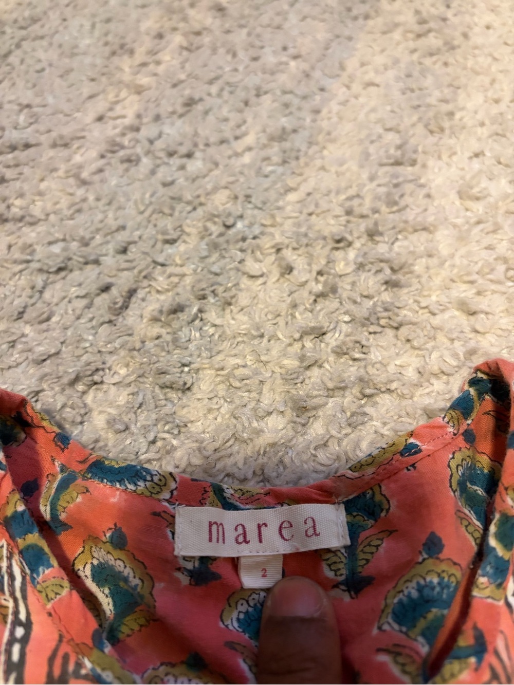 Marea by Liz Joy Cotton Block Print House Maxi Dress Boho Coral Pink Sz 2 Belted - Picture 3 of 8